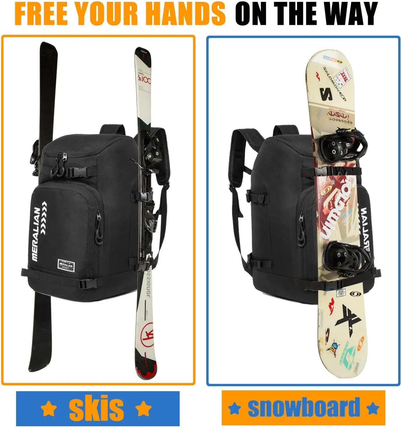Ski Boot Bag - 50L Ski Boot Travel Backpack Waterproof Snowboard Boot Backpack for Travel Stores Gear Including Helmet, Goggles and Outerwear.