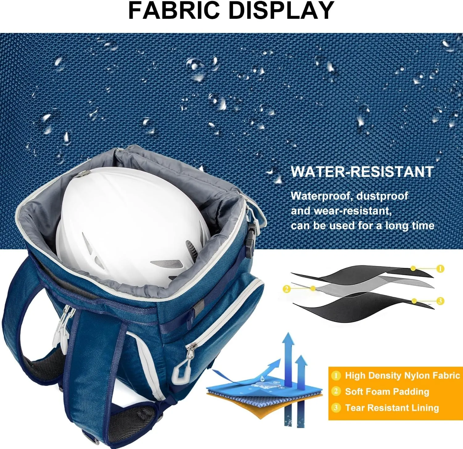 Ski Boot Bag, 65L Waterproof Ski Bag & Snowboard Boot Bag, Travel Backpack for Skis Snowboard Helmet Goggles & Accessories