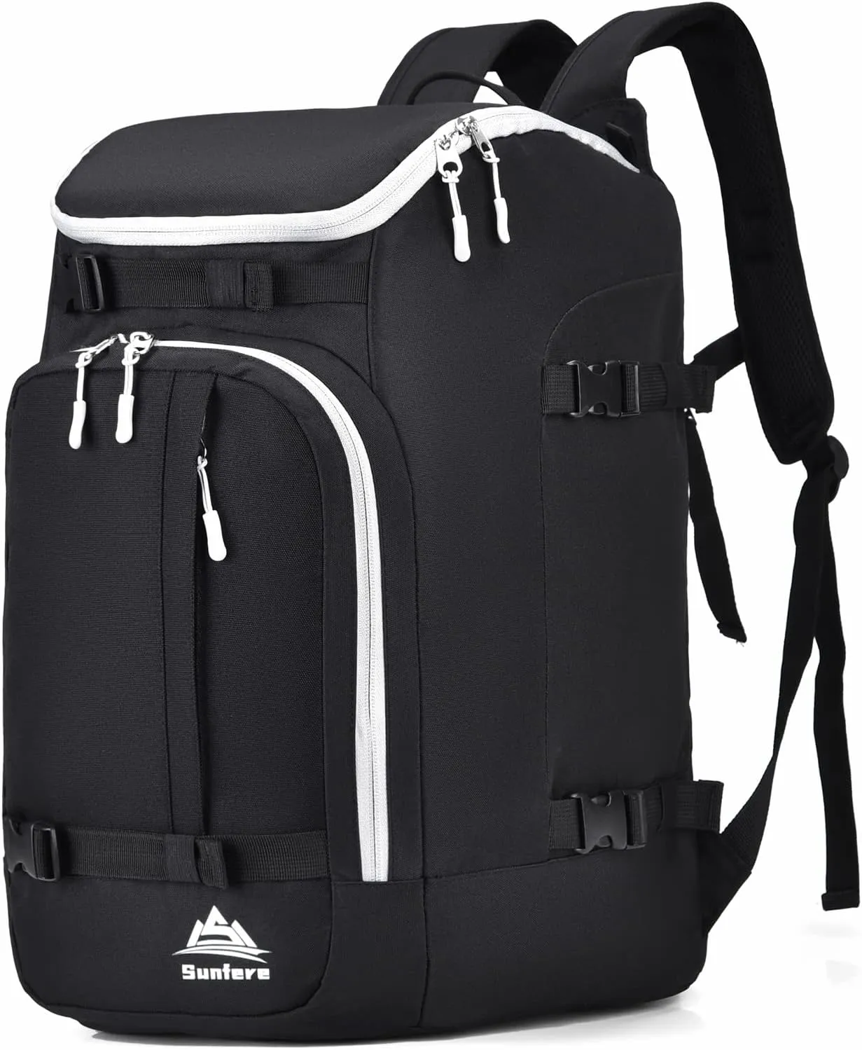 Ski Boot Bag Black Cooler Backpack 50L Waterproof Snowboard Travel Luggage Snow Bags for Youth Men Ski Helmet Goggles Gloves Skiing Gear Accessories