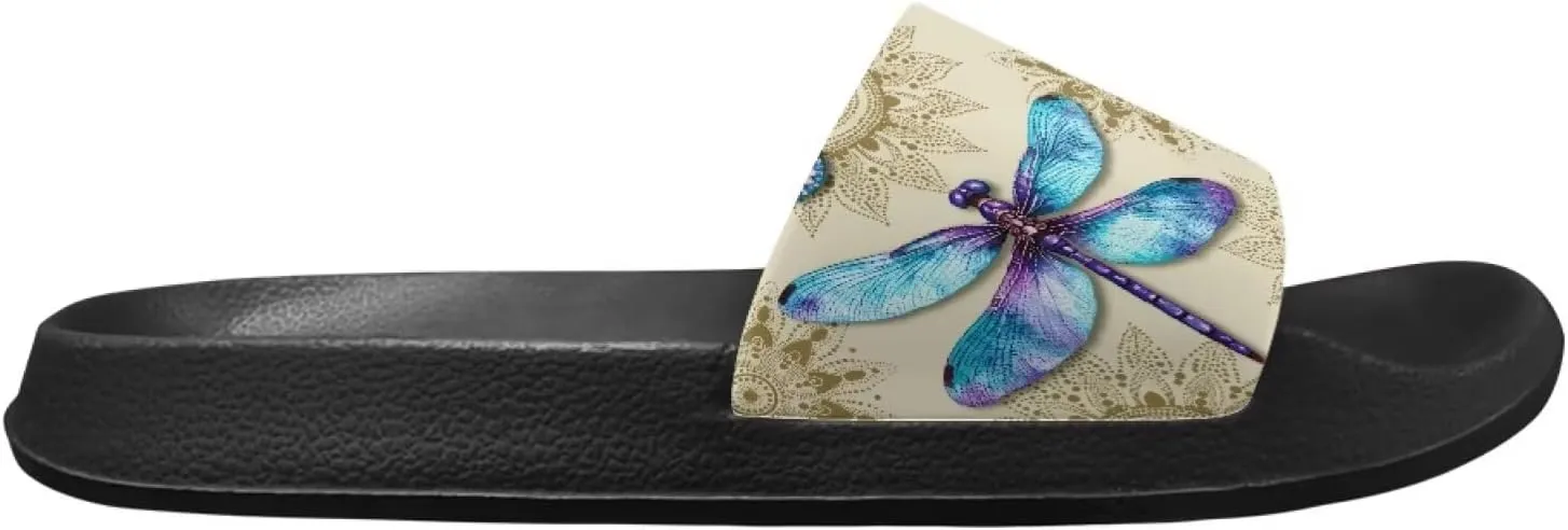 Skull Rose Sandals for Women Gothic Slippers Open Toe Slides Beach Shower Flip-Flops EVA Sole Lightweight