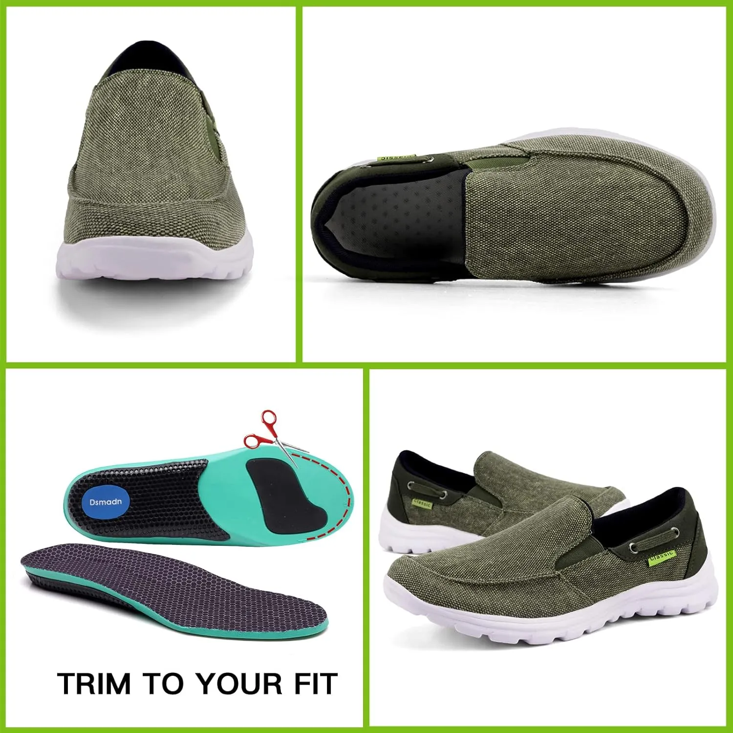 Slip On Shoes for Men, Plantar Fasciitis Canvas Walking Shoes with Arch Support, Orthopedic Comfortable Winter Sneaker for Extra Cushioning and Pain Relief…
