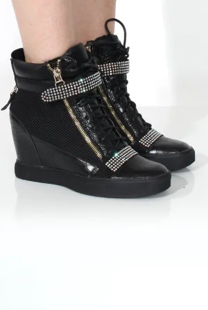 Snakeskin Wedged Mesh Cheap Dixie Black Affordable luxury Trainer