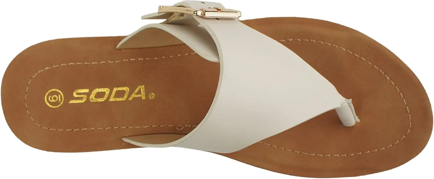 Soda SURI - Women, Girls and teens Teepee thong flat sandal with side buckles. Great for Spring and summer activities and trips