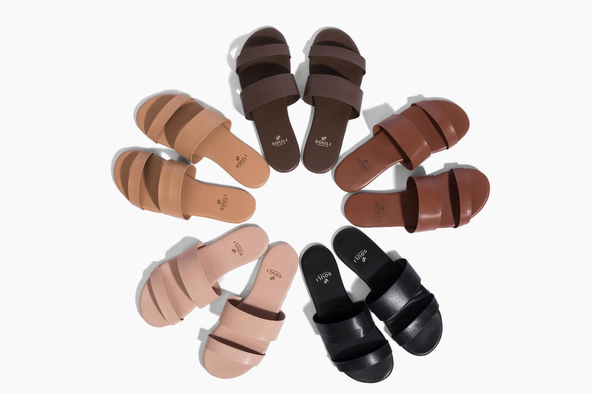 Souli Soft Slides w/ Case │ Thin Sole │ Vegan Suede Footbed w/ Leather Straps