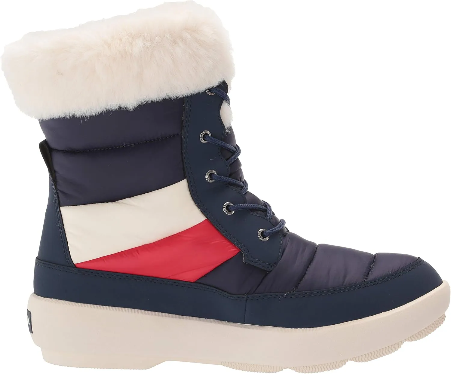 Sperry Women's Bearing Plushwave Boots Nautical Stripe Nylon Snow