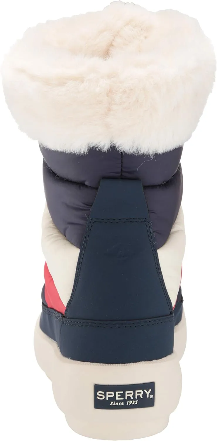 Sperry Women's Bearing Plushwave Boots Nautical Stripe Nylon Snow