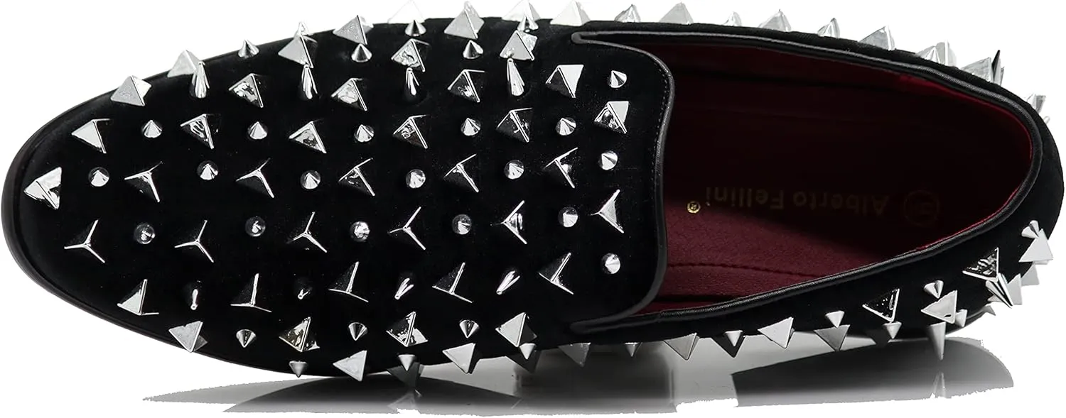 SPK09 Men's Vintage Spike Dress Loafers Slip On Fashion Shoes Classic Tuxedo Dress Shoes