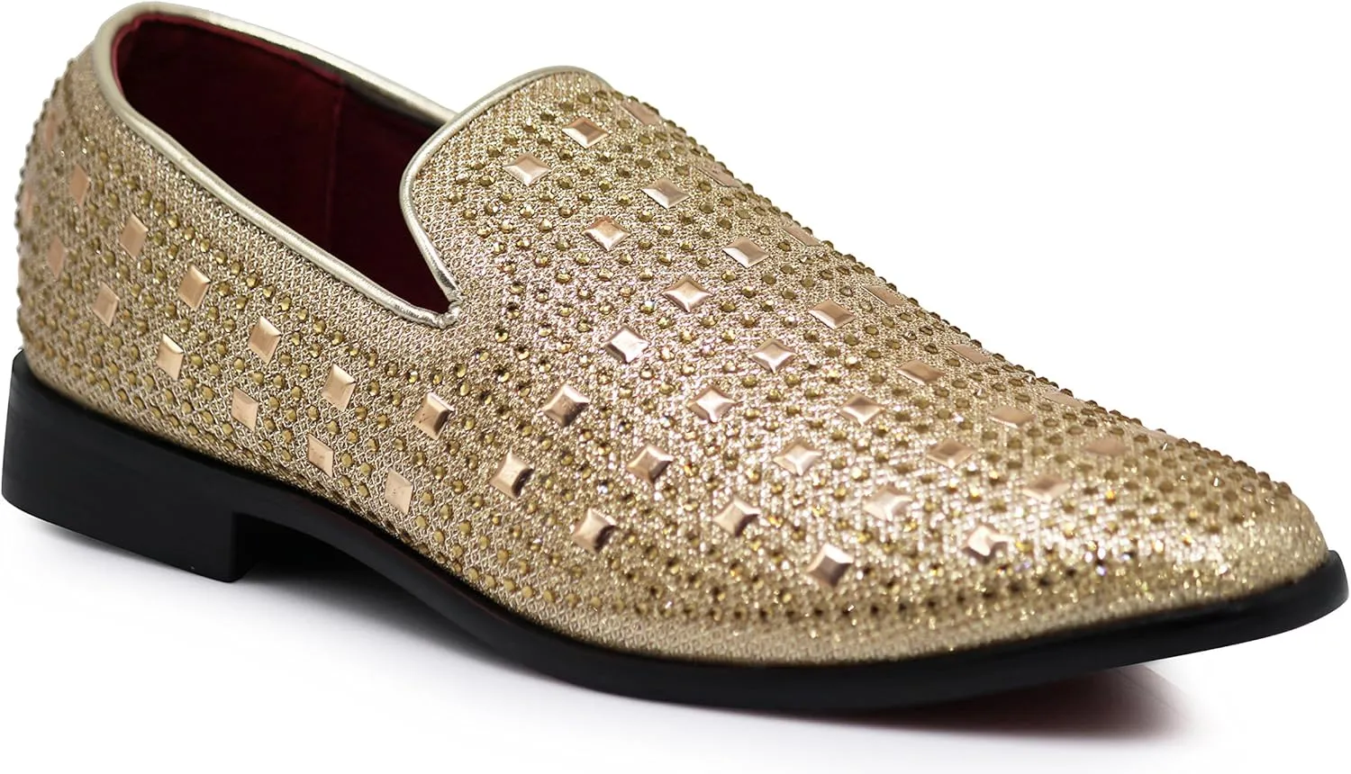 SPK11 Men's Vintage Fashion Rhinestone Designer Dress Loafers Slip On Shoes Classic Tuxedo Dress Shoes