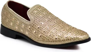 SPK11 Men's Vintage Fashion Rhinestone Designer Dress Loafers Slip On Shoes Classic Tuxedo Dress Shoes