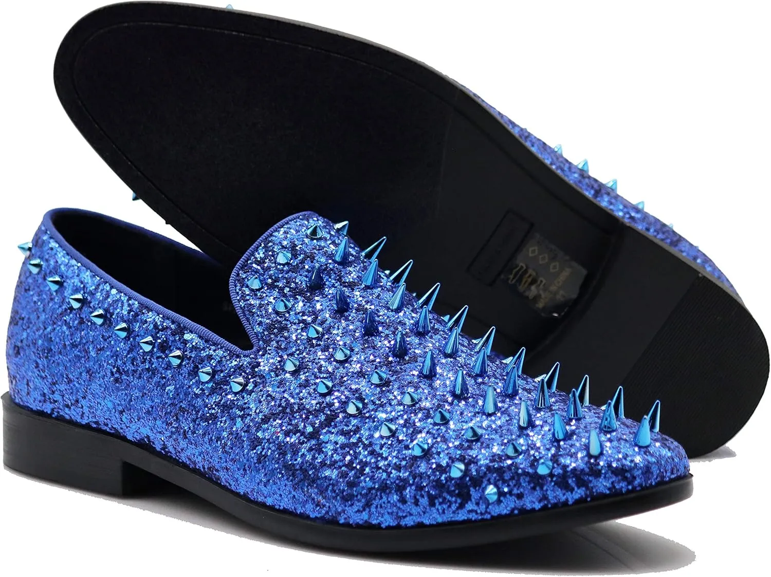 SPK16 Men's Vintage Spike Dress Loafers Slip On Fashion Shoes Classic Tuxedo Dress Shoes