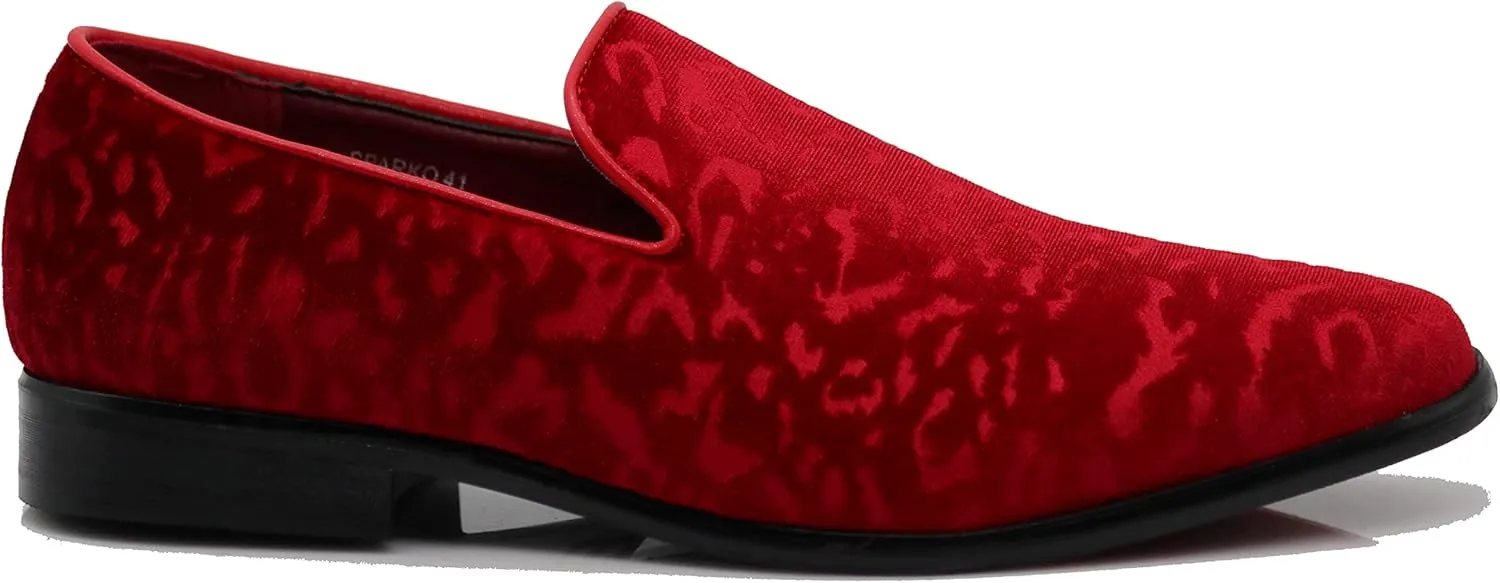 SPK35 Men's Vintage Velvet Flower Designer Dress Loafers Slip On Shoes Classic Tuxedo Dress Shoes