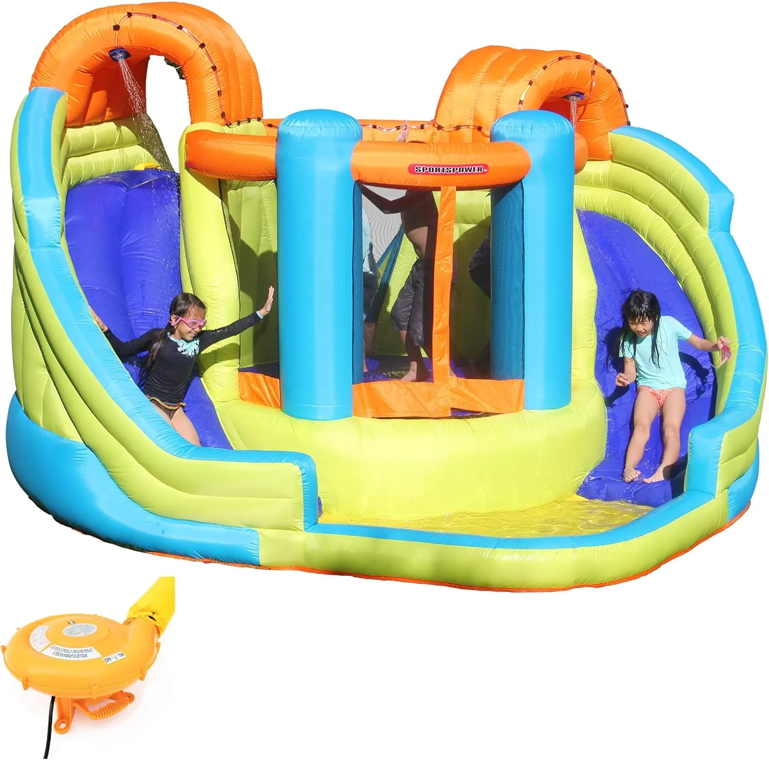 Sportspower Double Slide and Bounce Inflatable Water Slide with Blower