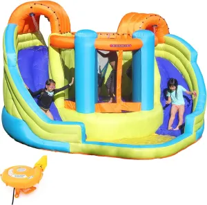 Sportspower Double Slide and Bounce Inflatable Water Slide with Blower