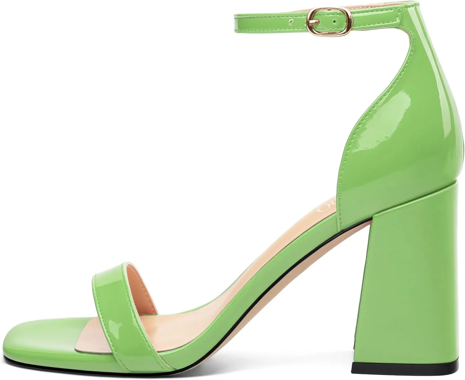 Square Open Toe Block High Heels for Women Ankle Strap Chunky Heeled Sandals Women's Summer Dress Sandal Shoes 3 Inch