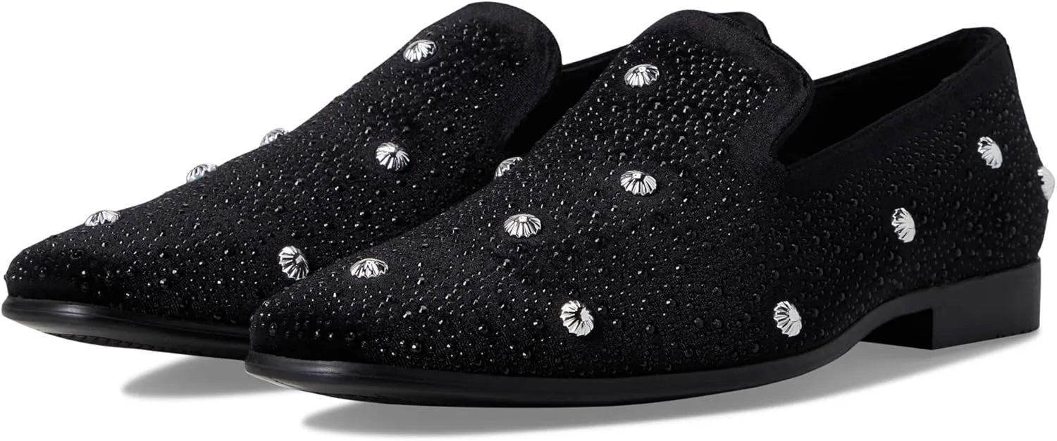 Stacy Adams Men's Spangle Rhinestone Slip On Loafer, Black/Silver, 11