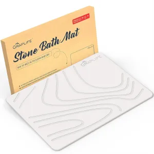 Stone Bath Mat, Diatomaceous Earth Shower Mat, Non-Slip Super Absorbent Quick Drying Bathroom Floor Mats, Natural, Easy to Clean (23.6 x 15.35 LightWhite)