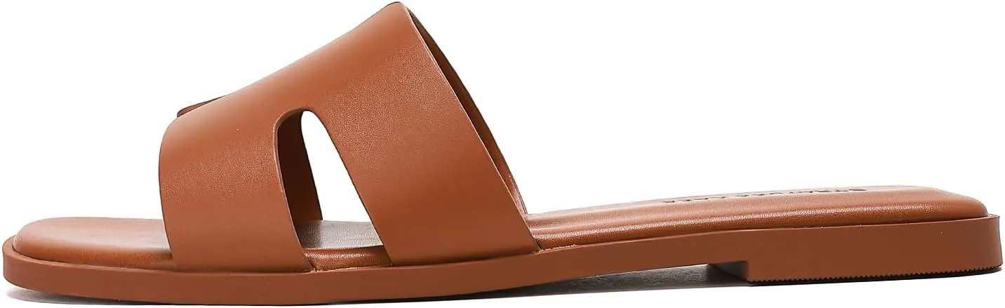 Stratuxx Kaze Open Toe Flat Dress Sandals Womens Slide Comfortable Summer Black, White, Tan Sandals for Women