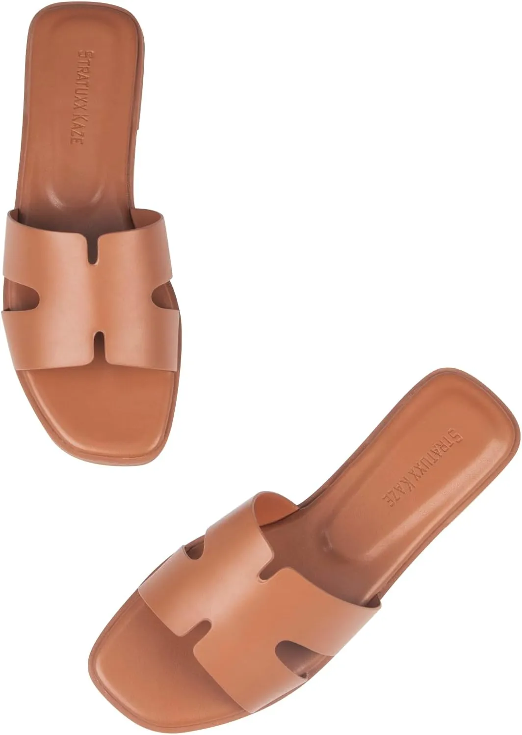 Stratuxx Kaze Open Toe Flat Dress Sandals Womens Slide Comfortable Summer Black, White, Tan Sandals for Women
