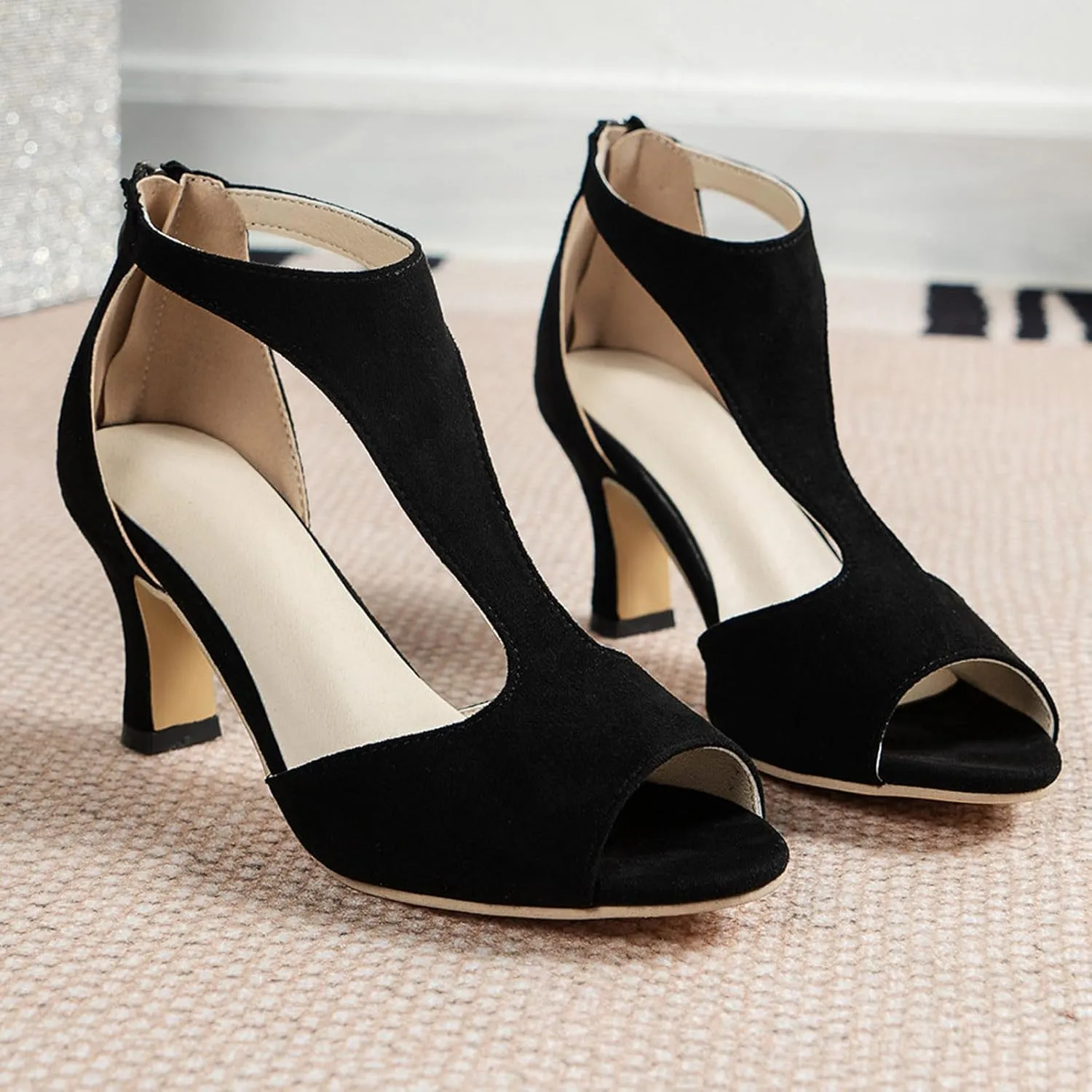 Summer Sandals for Women 2025 Side Cut Out Fashion Sandal Wide Heels Dress Shoes Casual Comfort Work Shoe