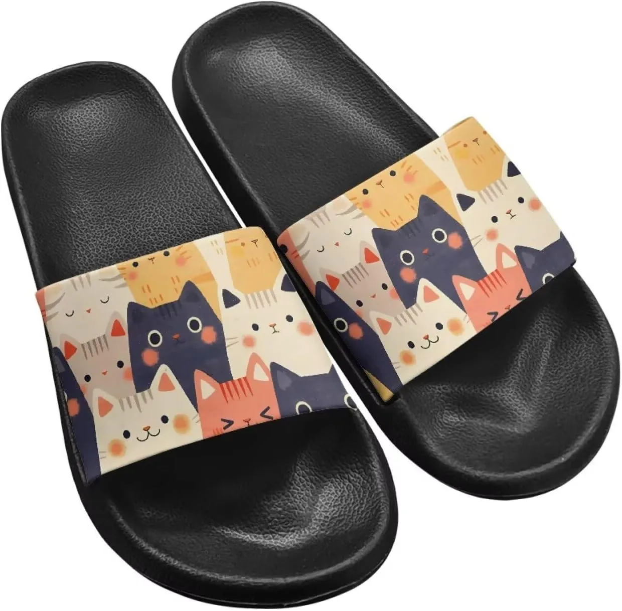 Summer Trends Slide Sandals for Women Comfortable Bathroom Shower Non Slip Sandal House Flat Sole Slippers Black Size 5-12.5