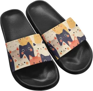 Summer Trends Slide Sandals for Women Comfortable Bathroom Shower Non Slip Sandal House Flat Sole Slippers Black Size 5-12.5