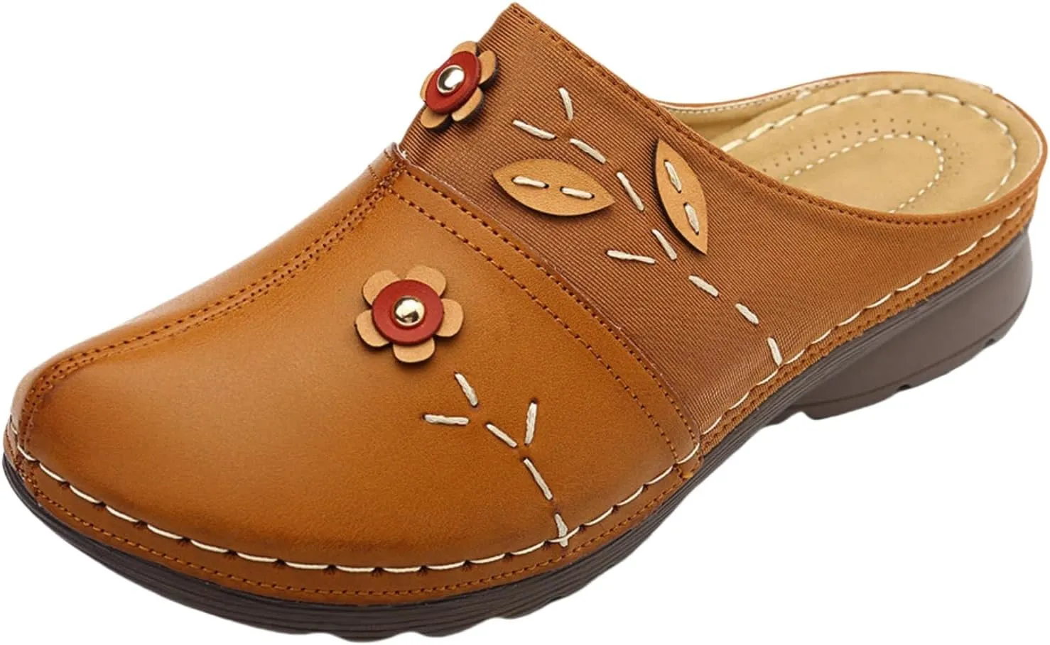 Summer Wedge Orthopedic Sandals for Women Flower Platform Slip-On Slippers Comfort Work Clogs Slip on Loafers Wide Fit Mules Antil Slip Beach Shoes Arch Support Shoes