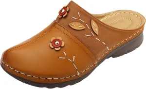 Summer Wedge Orthopedic Sandals for Women Flower Platform Slip-On Slippers Comfort Work Clogs Slip on Loafers Wide Fit Mules Antil Slip Beach Shoes Arch Support Shoes