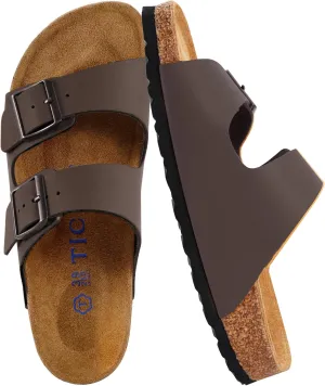 T TICCI Slide Sandals for woman,Adjustable Buckle,black