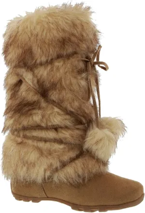 Talia-Hi Women Mukluk Faux Fur Boot Mid Calf Winter Snow White (8, Camel)