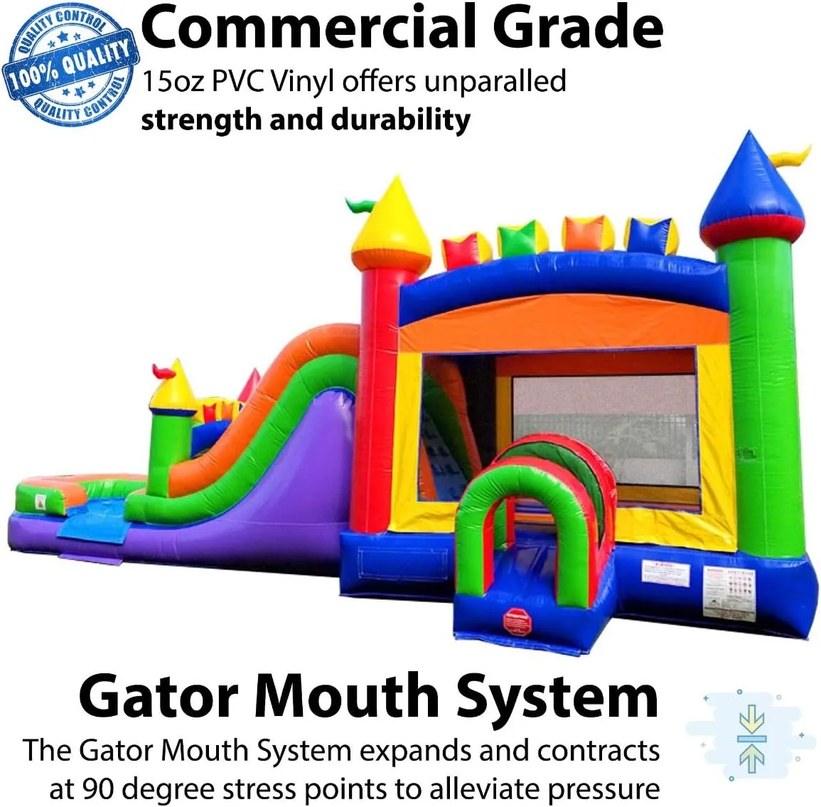 TentandTable Inflatable Bounce House Water Slide for Kids 5-12 Large, Commercial Grade Mega Bouncy Castle for Adults, Jump House, Includes Electric Air Blower, 32' L x 16' W x 15' H, Rainbow
