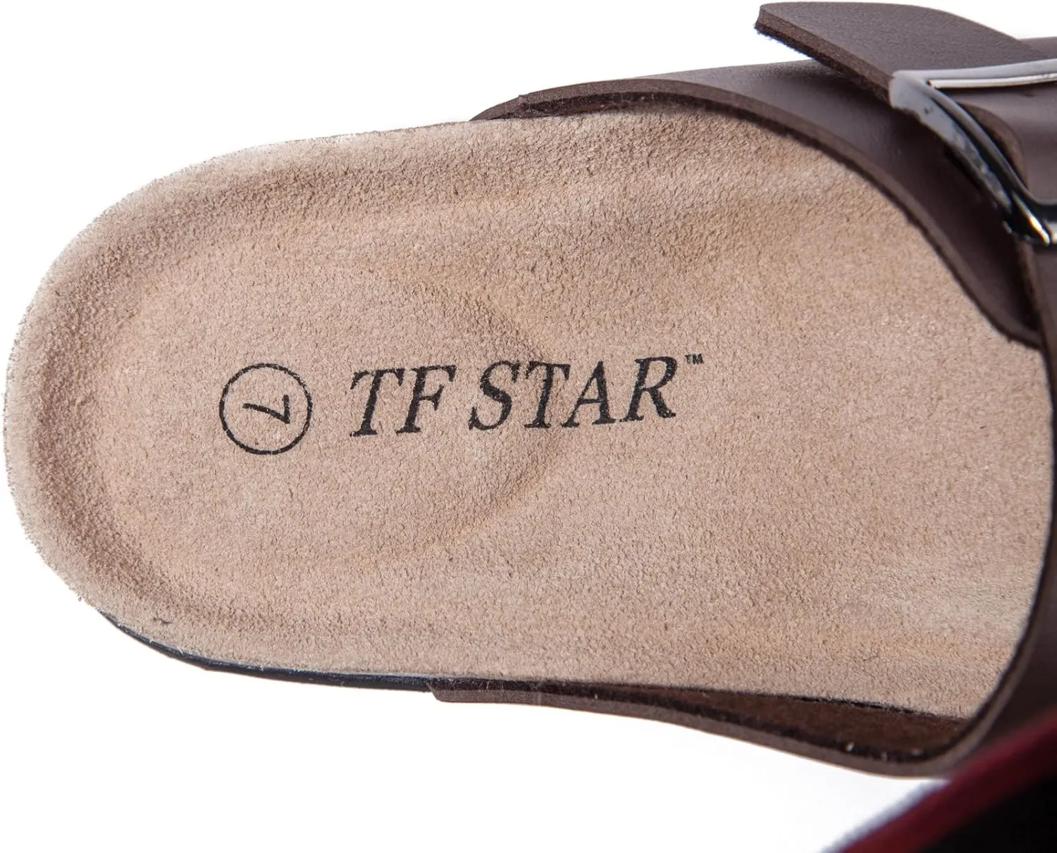 TF STAR Women 2-Strap Adjustable Buckle, Flat Casual Cork Slide Sandals,Slide Cork Footbed Sandals for Women