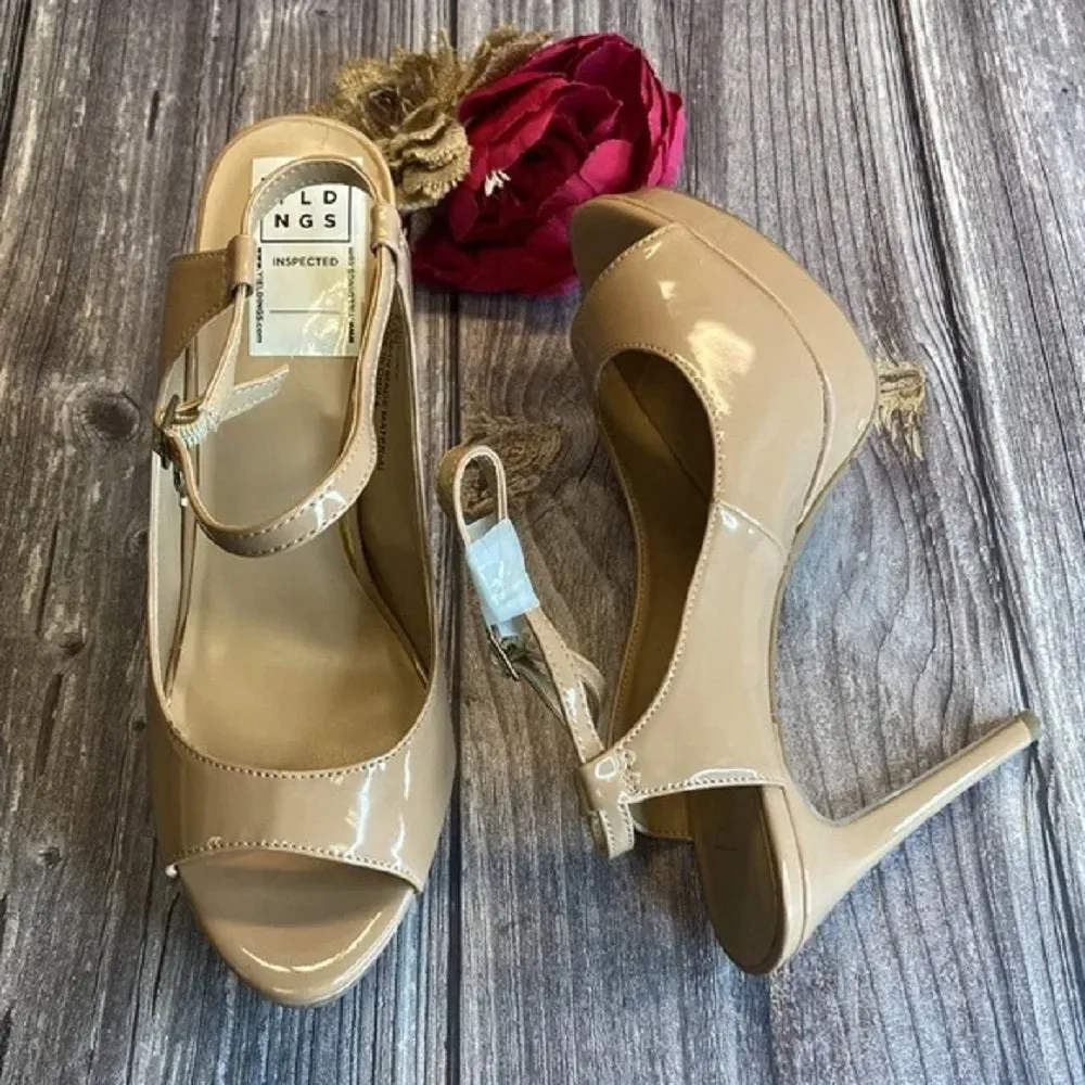THALIA SODI Chhloe Nude Platform Slingback Sandals 9.5