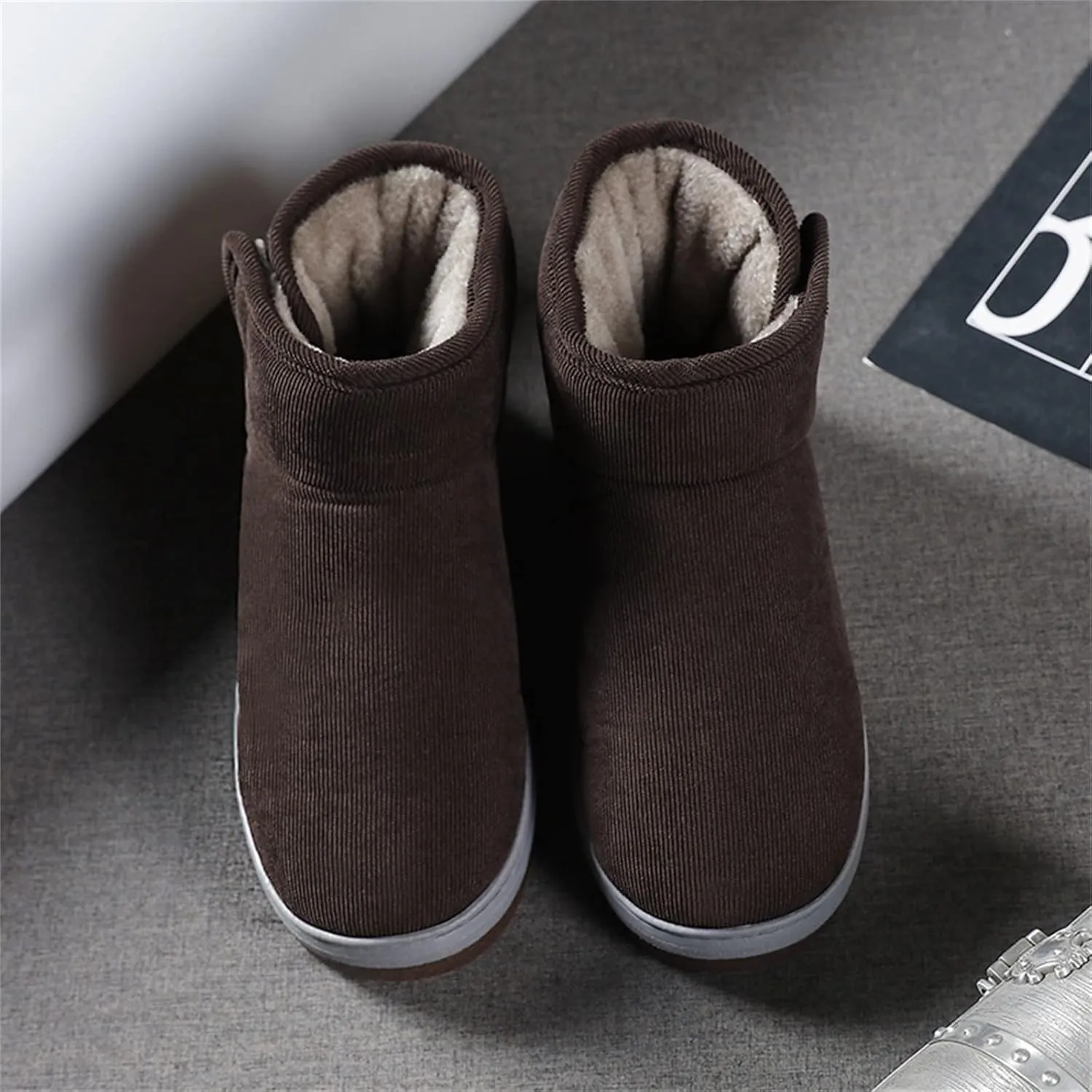 Thick Bottom Cotton Slippers for Men Plus Velvet Warm Winter Boots Lightweight Walk Boots Cold Size 12 Mens Work Boots