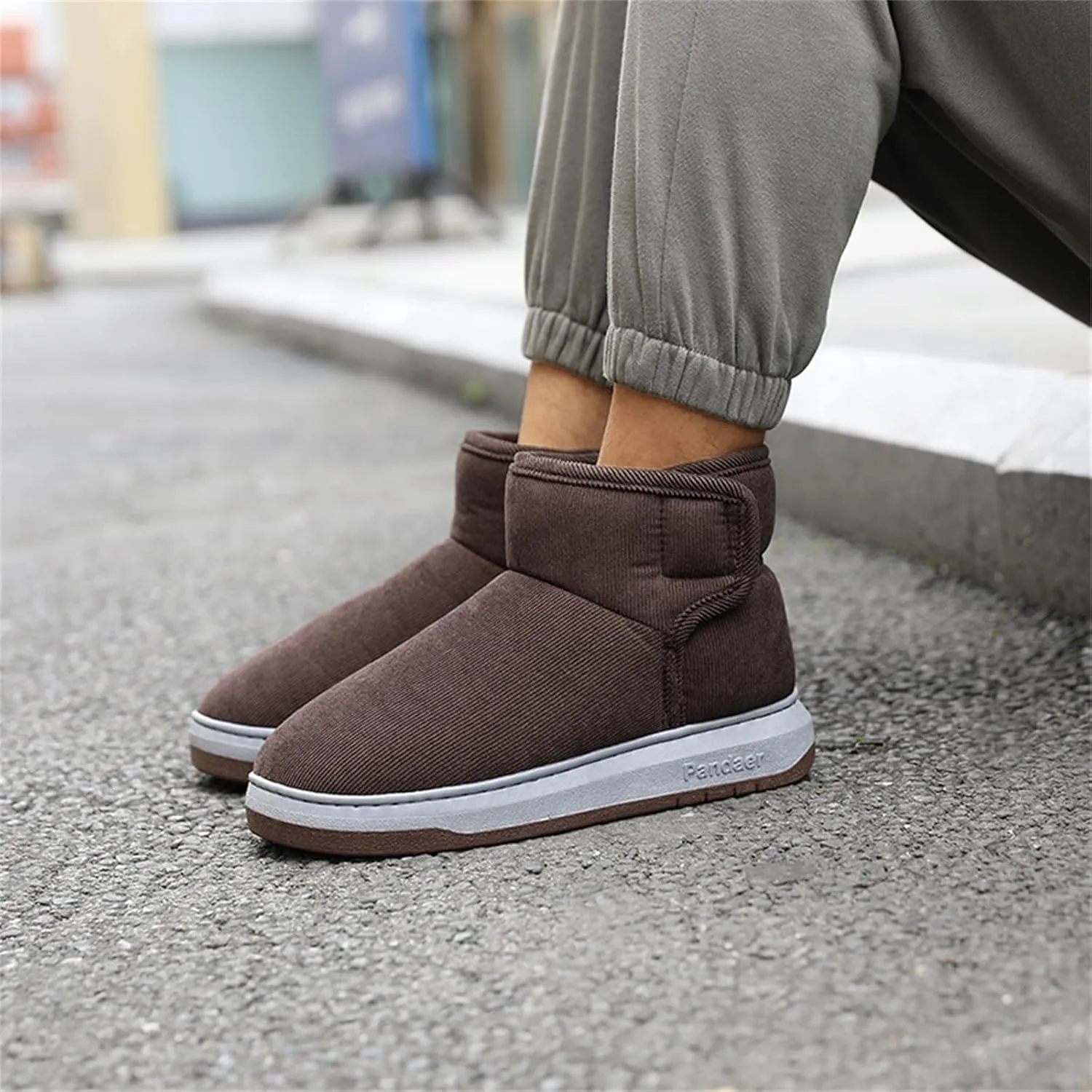 Thick Bottom Cotton Slippers for Men Plus Velvet Warm Winter Boots Lightweight Walk Boots Cold Size 12 Mens Work Boots