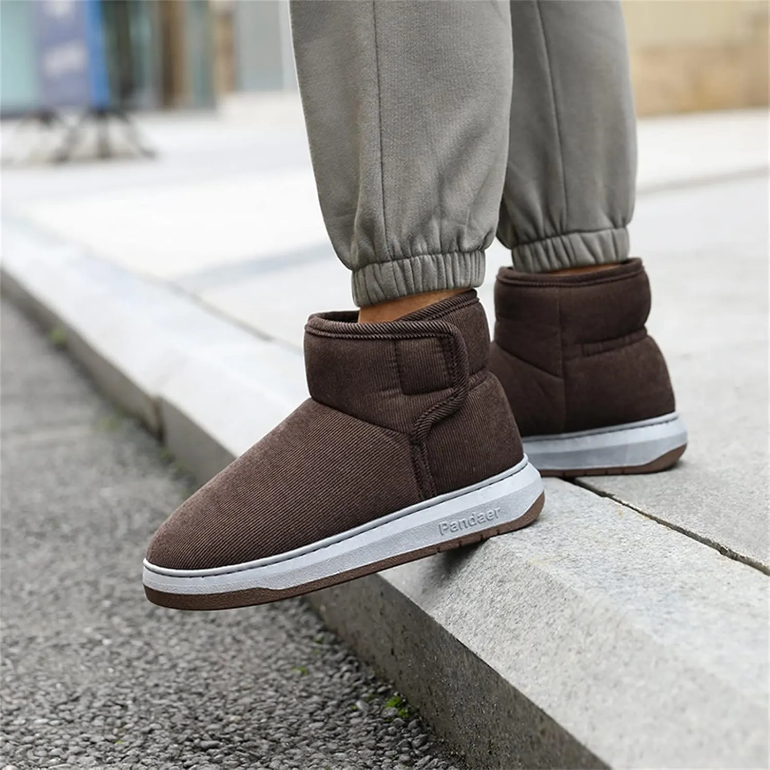 Thick Bottom Cotton Slippers for Men Plus Velvet Warm Winter Boots Lightweight Walk Boots Cold Size 12 Mens Work Boots
