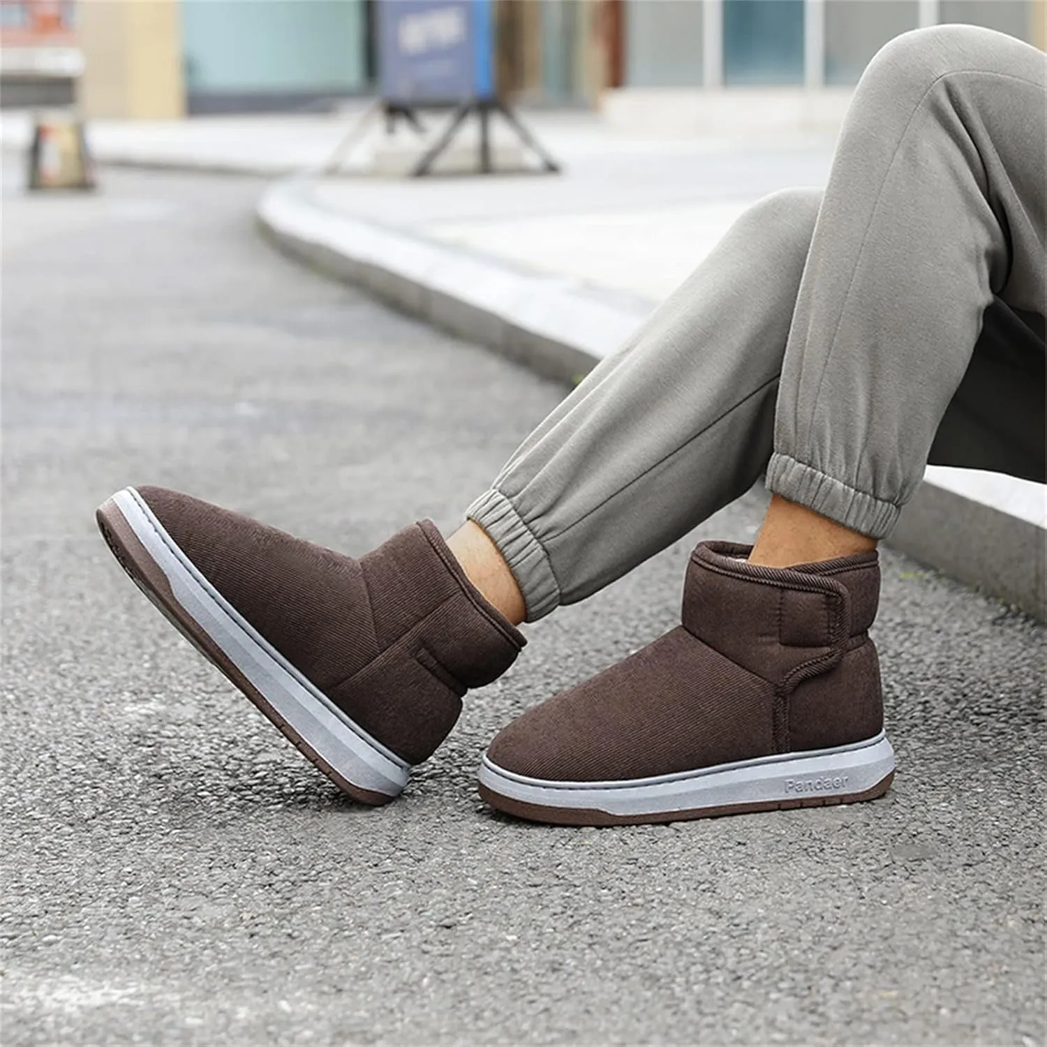 Thick Bottom Cotton Slippers for Men Plus Velvet Warm Winter Boots Lightweight Walk Boots Cold Size 12 Mens Work Boots