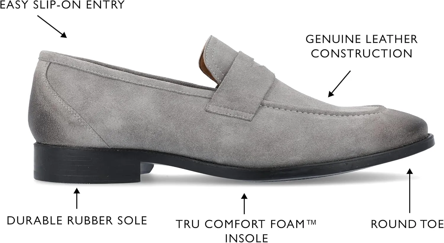 Thomas & Vine Men's Bishop Apron Toe Penny Loafer