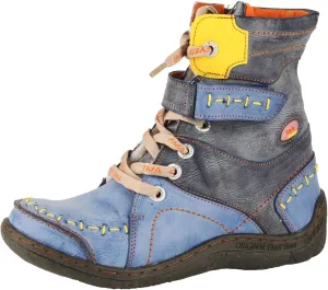 TMA EYES Women's lace-up leather casual ankle boots fashion non-slip and patchwork with handstitching upper Boots