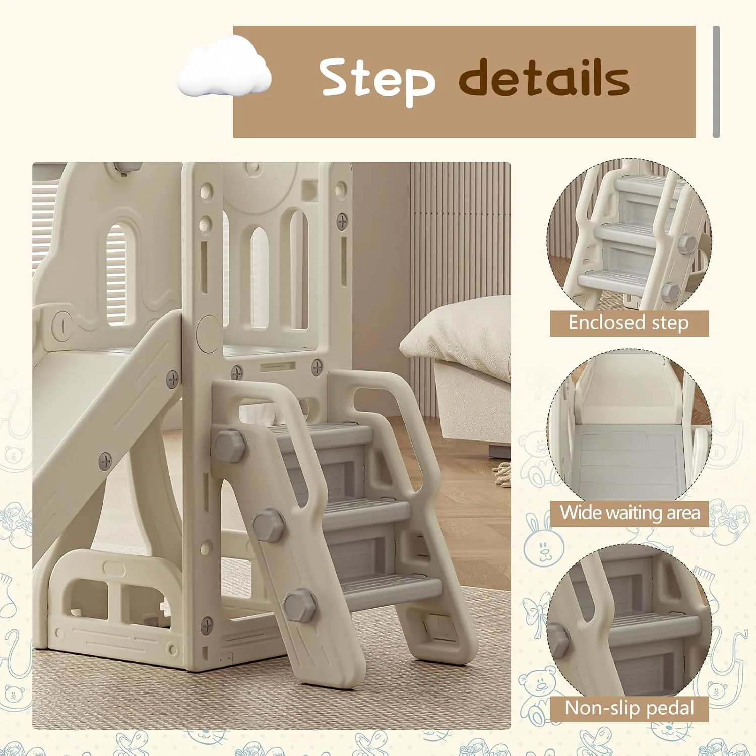 Toddler Slide,Kids Climber Slide with Storage Space and Non-Slip Steps,Indoor Outdoor Playset with Basketball Hoopa and Telescope,Slide for Toddlers Age 1-3