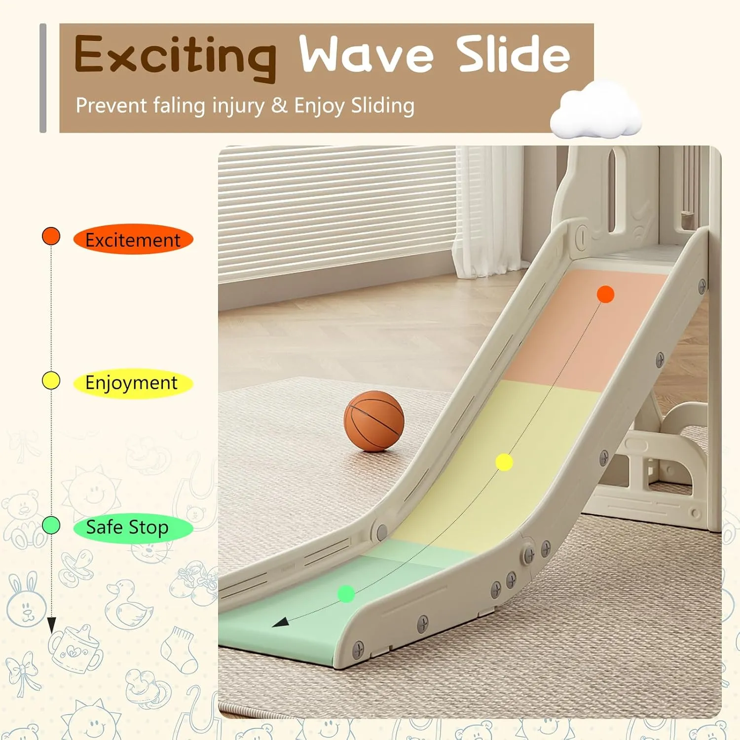 Toddler Slide,Kids Climber Slide with Storage Space and Non-Slip Steps,Indoor Outdoor Playset with Basketball Hoopa and Telescope,Slide for Toddlers Age 1-3