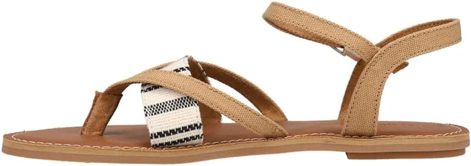 TOMS Womens Sidney Tread Snow Leopard Ankle Strap Casual Sandals Casual - Black, Off White