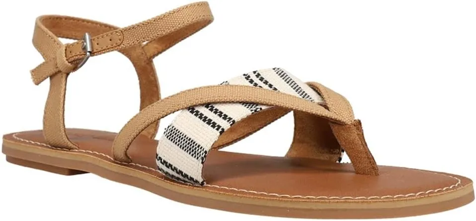 TOMS Womens Sidney Tread Snow Leopard Ankle Strap Casual Sandals Casual - Black, Off White