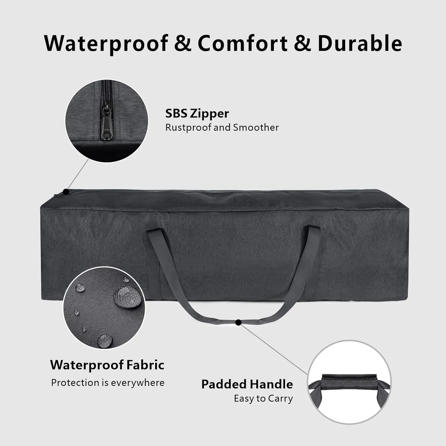 TOPDesign 46 Inch Extra Large Zippered Duffel Bag for Travel Camping Sports Equipment Storage, Waterproof Foldable Luggage Bag with Padded Handles