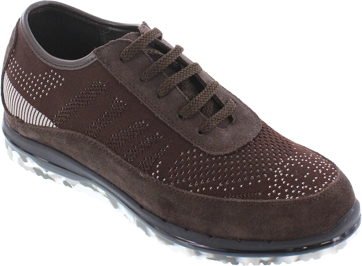 TOTO Men's Invisible Height Increasing Elevator Trainer Shoes - Black Suede/Mesh Lace-up Lightweight Trainers Sneakers - 2.4 Inches Taller - D22035 - Size 9 D(M) US
