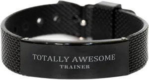 Trainer Totally Awesome Black Shark Mesh Bracelet for Fitness Enthusiasts, Men, and Women, Perfect Idea Gifts for Christmas, Birthday, and Graduation