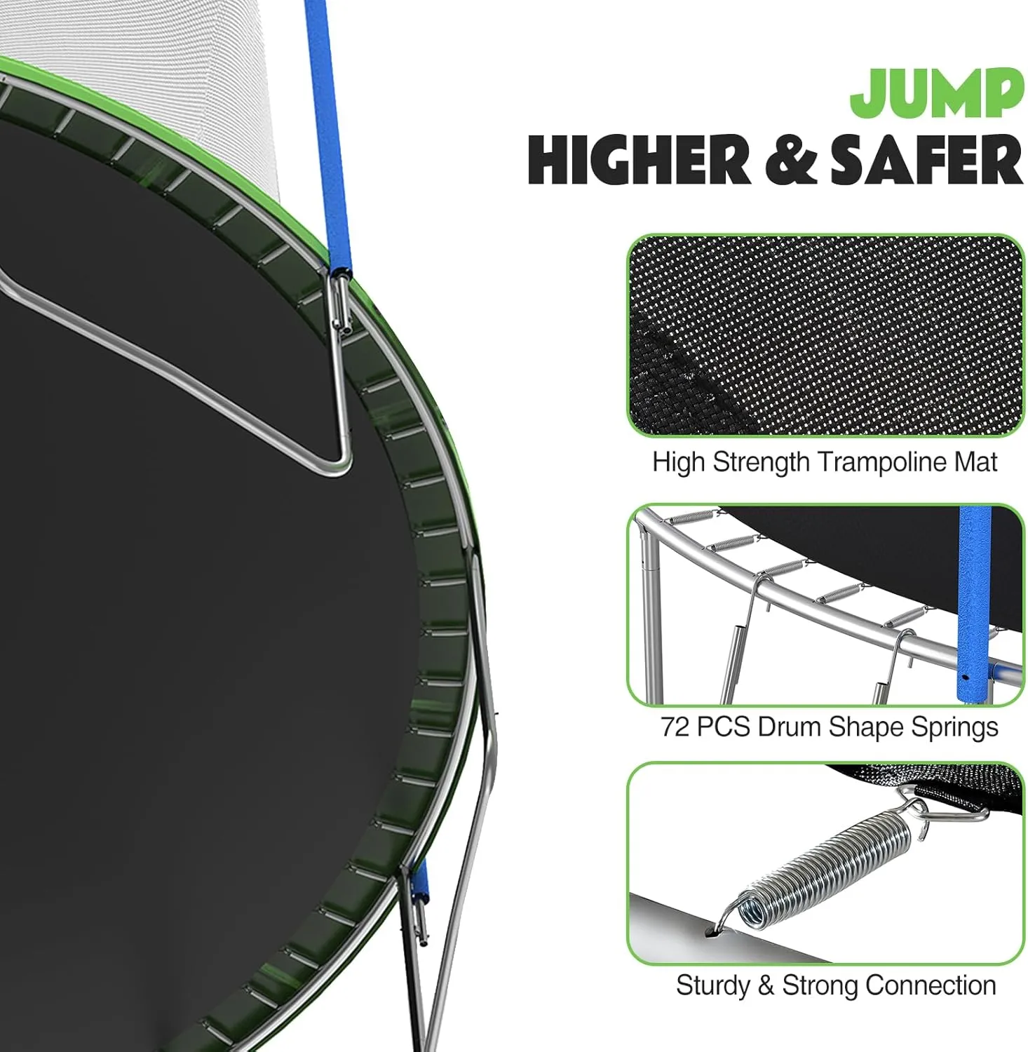 Trampoline Outdoor for Kids & Adults, Large Heavy Duty Round Trampoline with Basketball Hoop, Slide, Swing & Enclosure Net for Backyard