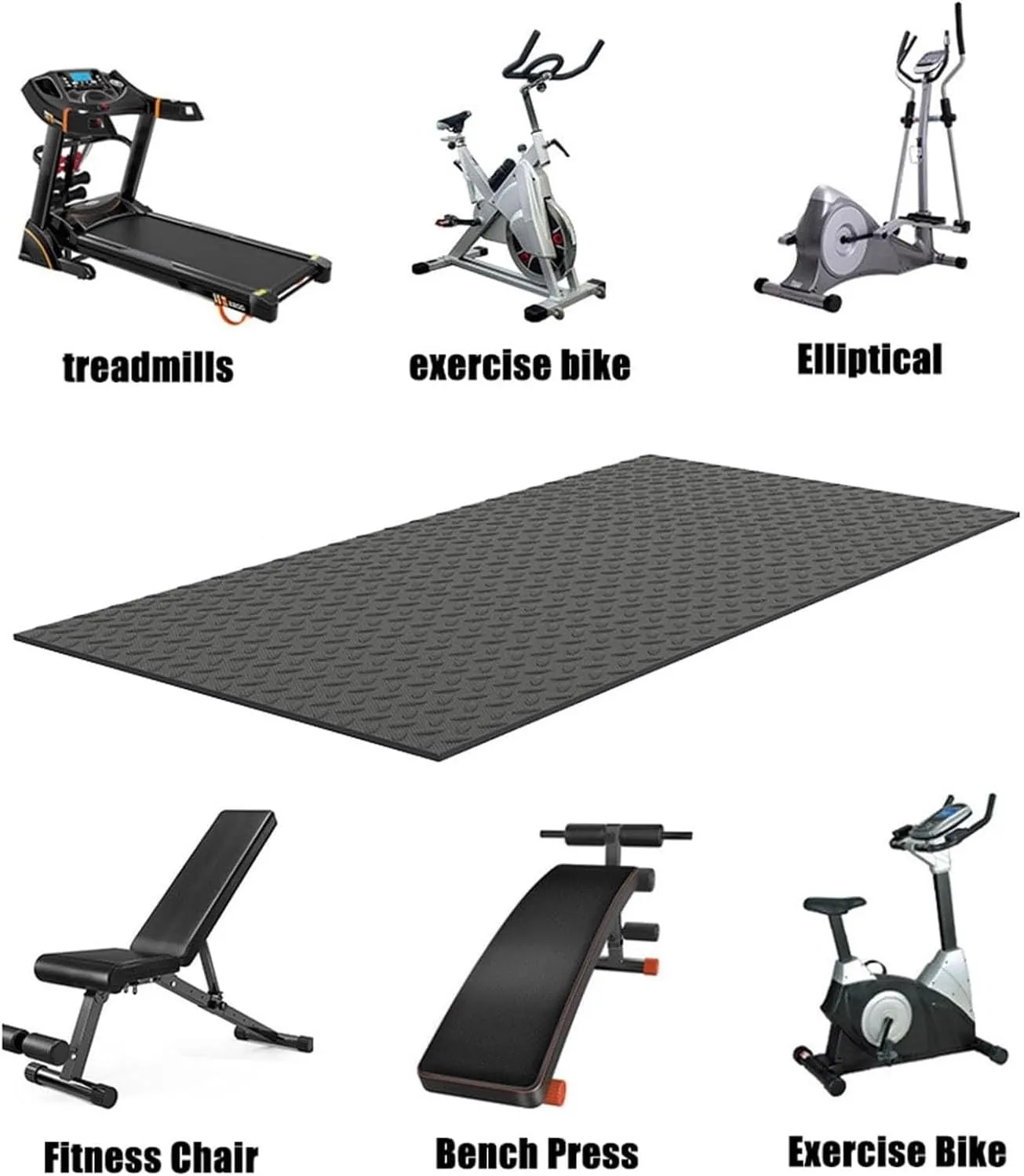 Treadmill Mat, Shock Absorbing Walking Noise Reduction Non-Slip Pad Treadmill, Waterproof Exercise Bike Trainer Mat, for Under Stationary Bike, Spin Bike, Rowers(200 * 100cm/78.7 * 39.3in)
