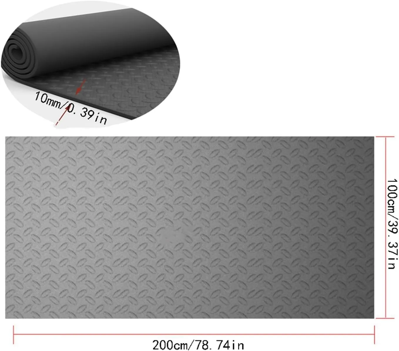 Treadmill Mat, Shock Absorbing Walking Noise Reduction Non-Slip Pad Treadmill, Waterproof Exercise Bike Trainer Mat, for Under Stationary Bike, Spin Bike, Rowers(200 * 100cm/78.7 * 39.3in)