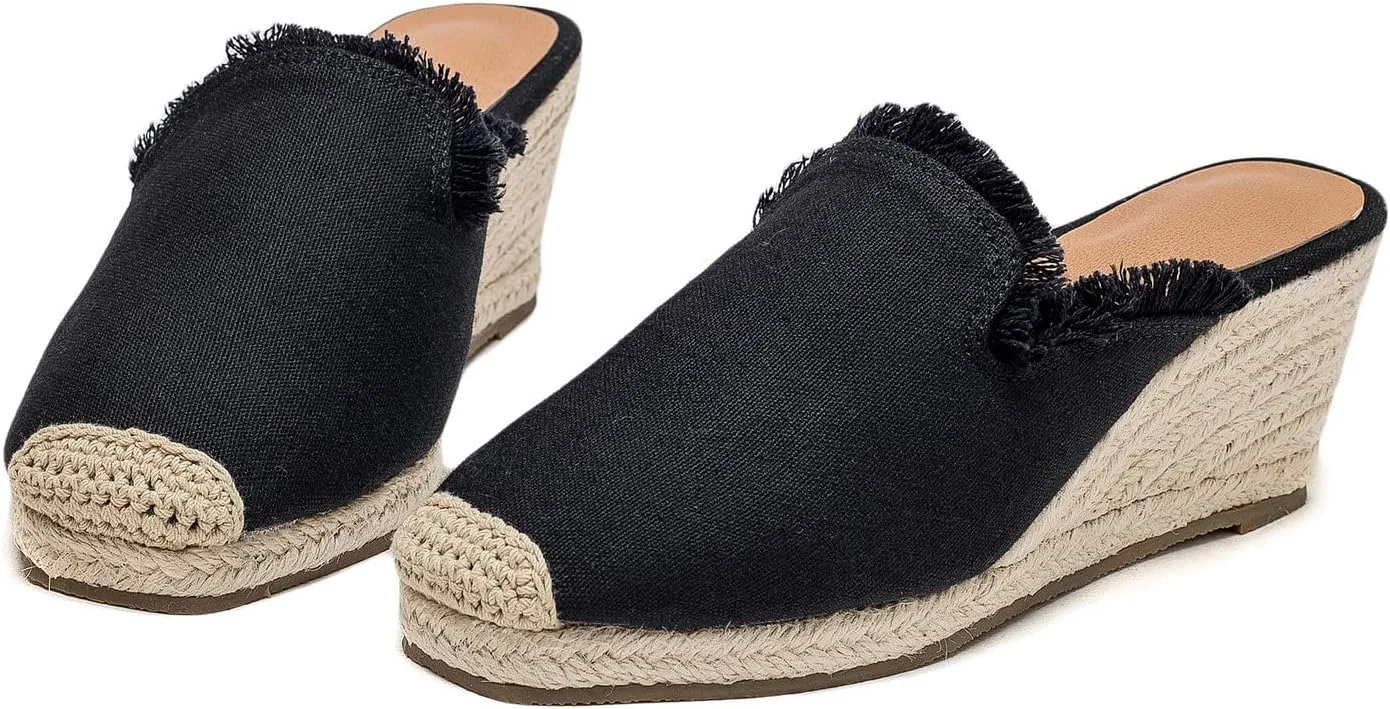 U-lite Women's Flatform Espadrille Wedge Sandal, Universal Comfortable Casual Closed Toe, Classic Summer Sandals