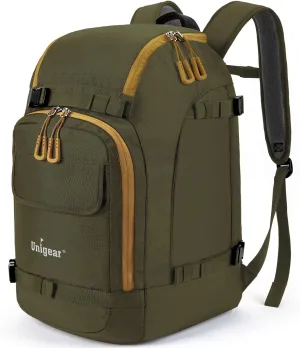 Unigear Ski Boot Backpack, 50L Travel Pack for Helmet, Goggles, Gloves, Skis, Snowboard & Accessories (Olive Green)